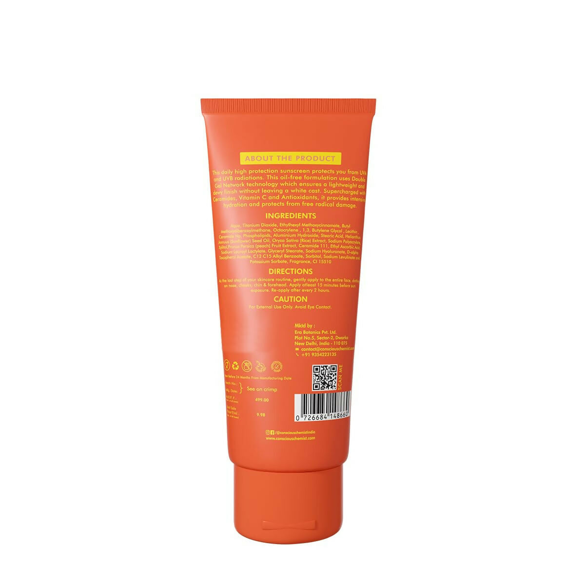 Conscious Chemist Peach The Sun Hybrid Gel Sunscreen SPF 50 PA ++++ - Distacart