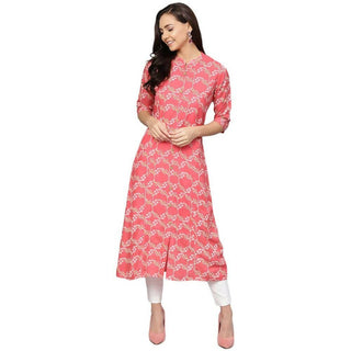 Anubhutee Women's Rayon Regular Coral Color A-Line Kurta - Distacart