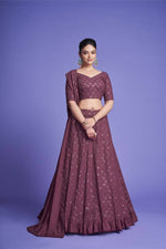 Thumbnail for Aastha Fashion Women's Rose Wood Diamond Georgette Thread & Sequins Embroidery Party Wear Lehenga Choli - Distacart