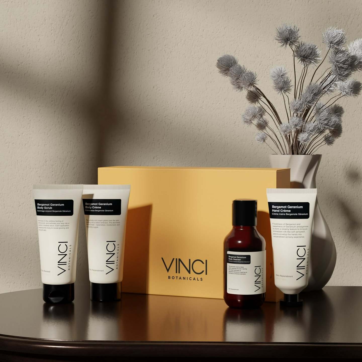 Vinci Botanicals Bergamot Geranium Bath and Body Quad Set - Distacart