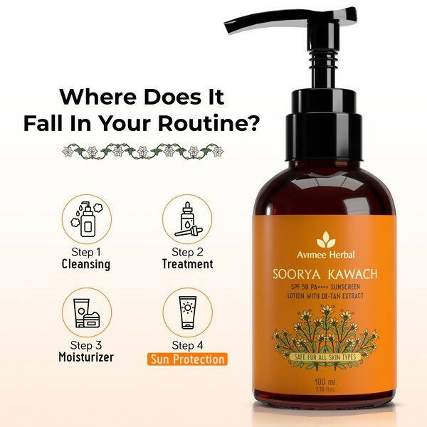Avimee Herbal Soorya Kawach SPF 50 PA++++ De-Tan Sunscreen Lotion - Distacart