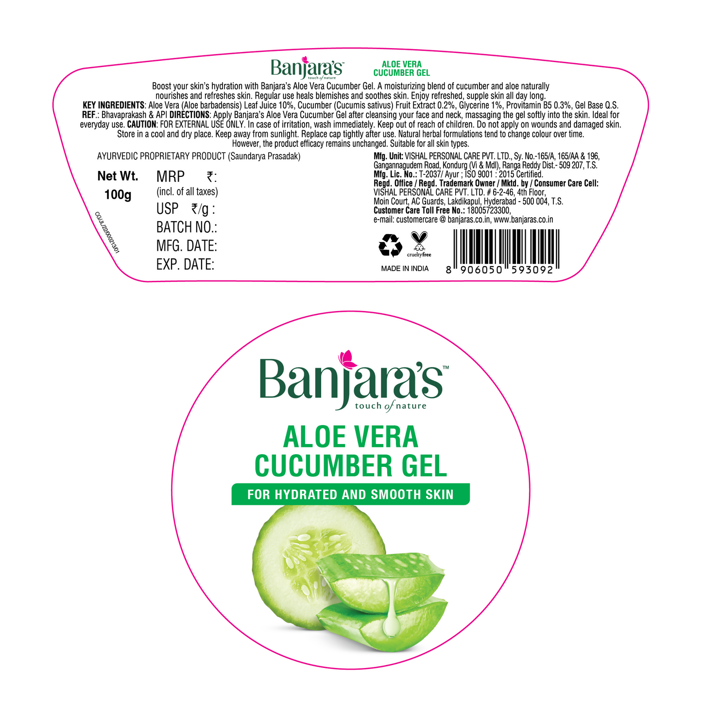 Banjara's Aloe Vera Cucumber Gel