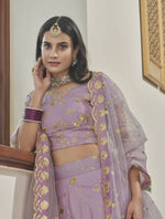 Thumbnail for Aastha Fashion Women's Purple Art Silk Zari & Sequins Embroidery Party Wear Lehenga Choli - Distacart