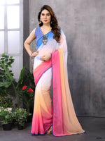 Thumbnail for Partywear Designer Multi Georgette Fancy Saree - Satrangi - Distacart