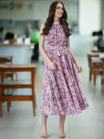 Thumbnail for Souchii Lavender Floral Chiffon Dress -Souchii