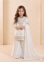 Thumbnail for Teeya Creation New Kids Latest Trendy Kurta Palazzo Set-White - Dista