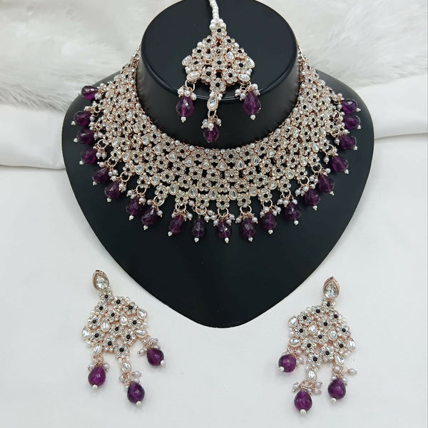Joban Fashion Women Pink Stone Work Necklace Set - Distacart