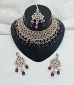 Thumbnail for Joban Fashion Women Pink Stone Work Necklace Set - Distacart