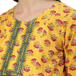 Thumbnail for Anubhutee Women's Cotton Knee-Length Floral Printed Maternity A-Line Midi Yellow Dress - Distacart