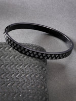 Thumbnail for NVR Men's Black Rhodium-Plated Stainless Steel Kada Bracelet - Distacart