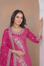 Thumbnail for Teeya Creation Pink Color Natural Crepe Silk Wedding Wear Trending Salwar Suit - Distacart