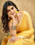 Thumbnail for Joban Fashion Chiffon Light Yellow & White Printed Saree