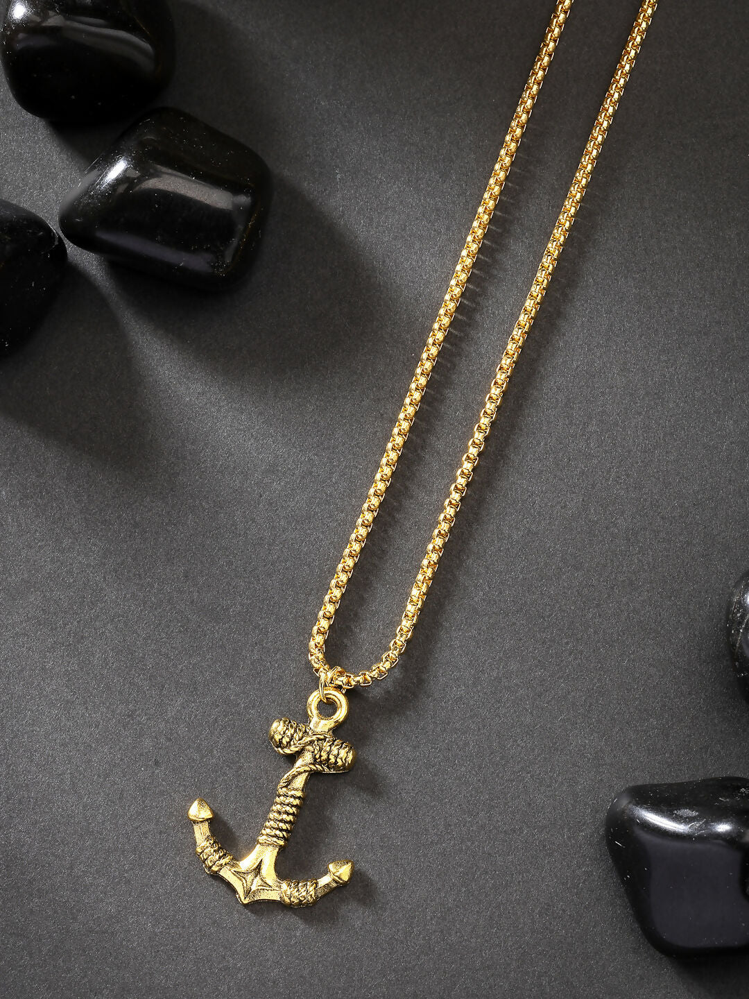 NVR Men Set of 2 Silver & Gold Stainless Steel Pendant with Chain - Distacart