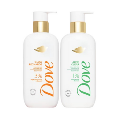 Dove Glow Recharge Exfoliating & Acne Clear Serum Body Wash Combo - Distacart