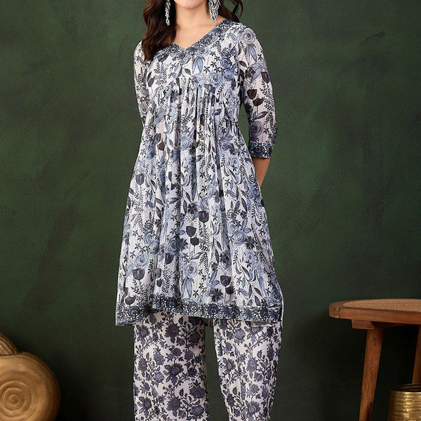 Sangria Printed Kurta With Palazzo - Distacart
