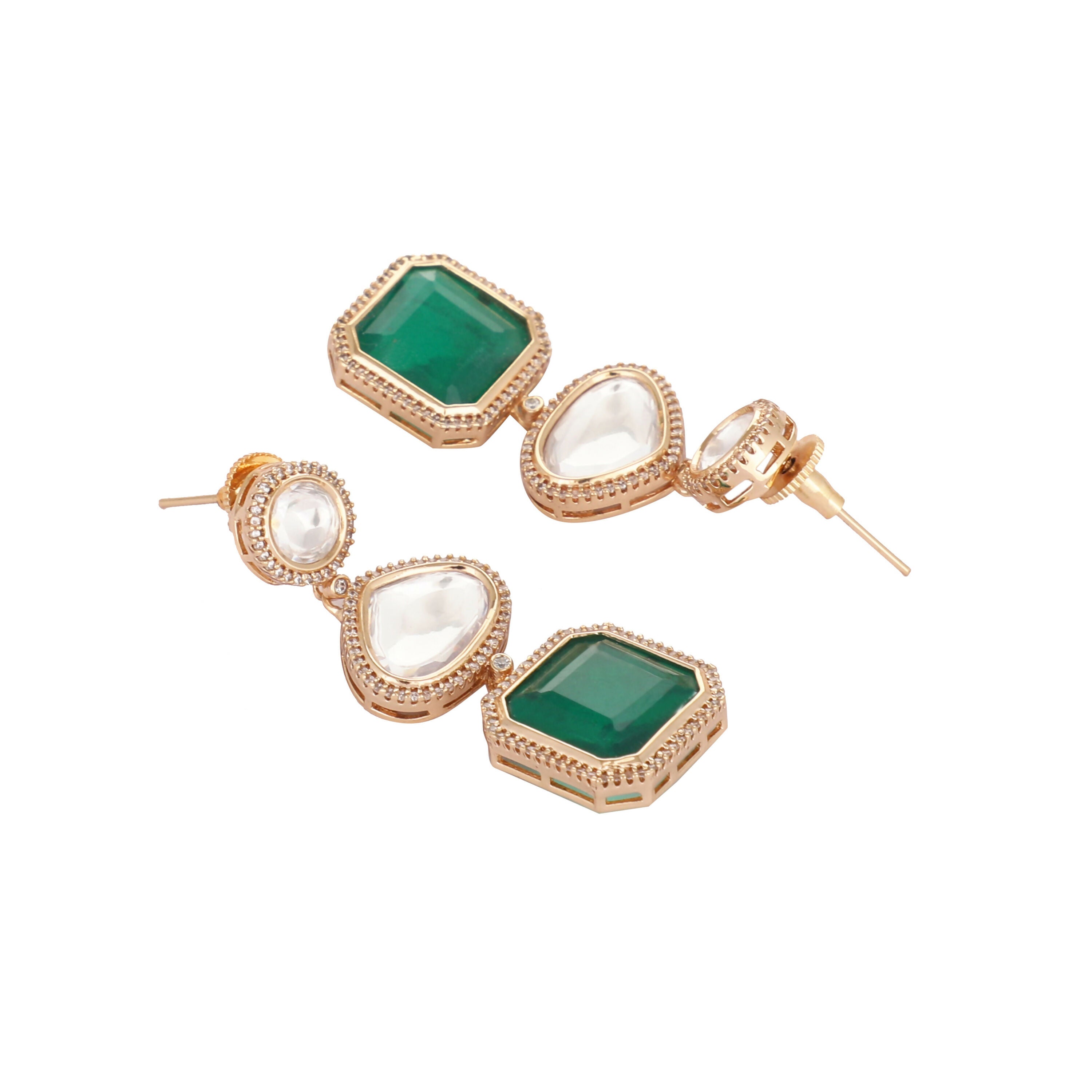 Nuyug Emerald Drop Anti Tarnish Sparkle Earrings