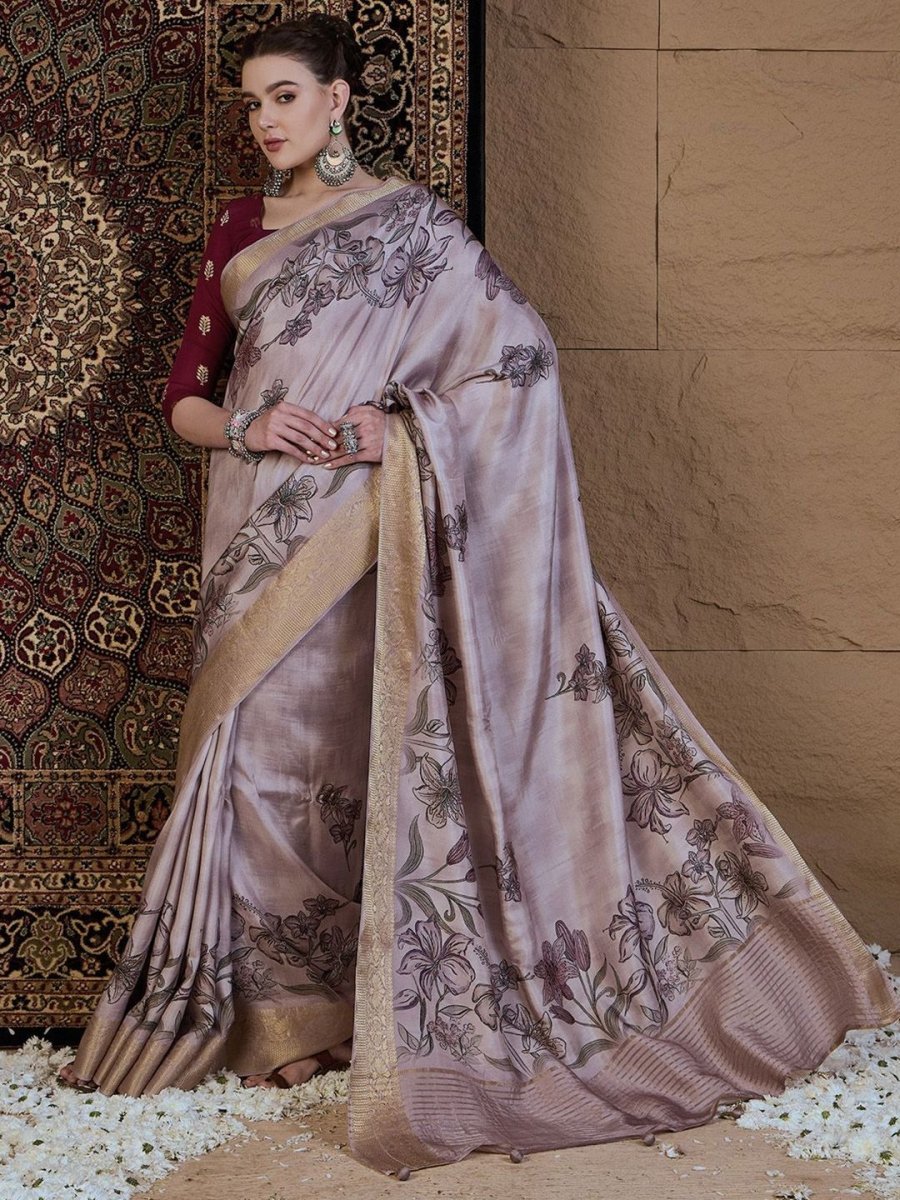 Anouk Floral Zari Silk Blend Saree