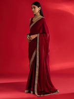 Thumbnail for NOZ2TOZ Women's Satin Maroon Embellished Designer Saree With Blouse Piece - Distacart