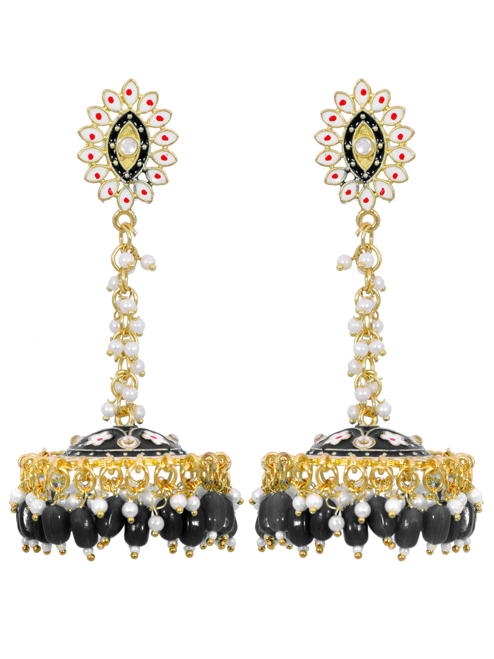 Stylish Partywear Black Meenakari Jhumki Earrings for Womens by House of Ree - Distacart