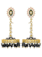 Thumbnail for Stylish Partywear Black Meenakari Jhumki Earrings for Womens by House of Ree - Distacart