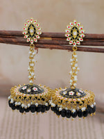 Thumbnail for Stylish Partywear Black Meenakari Jhumki Earrings for Womens by House of Ree - Distacart