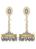 Thumbnail for Stylish Partywear Gray Meenakari Jhumki Earrings for Womens by House of Ree - Distacart