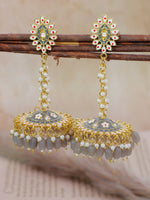 Thumbnail for Stylish Partywear Gray Meenakari Jhumki Earrings for Womens by House of Ree - Distacart