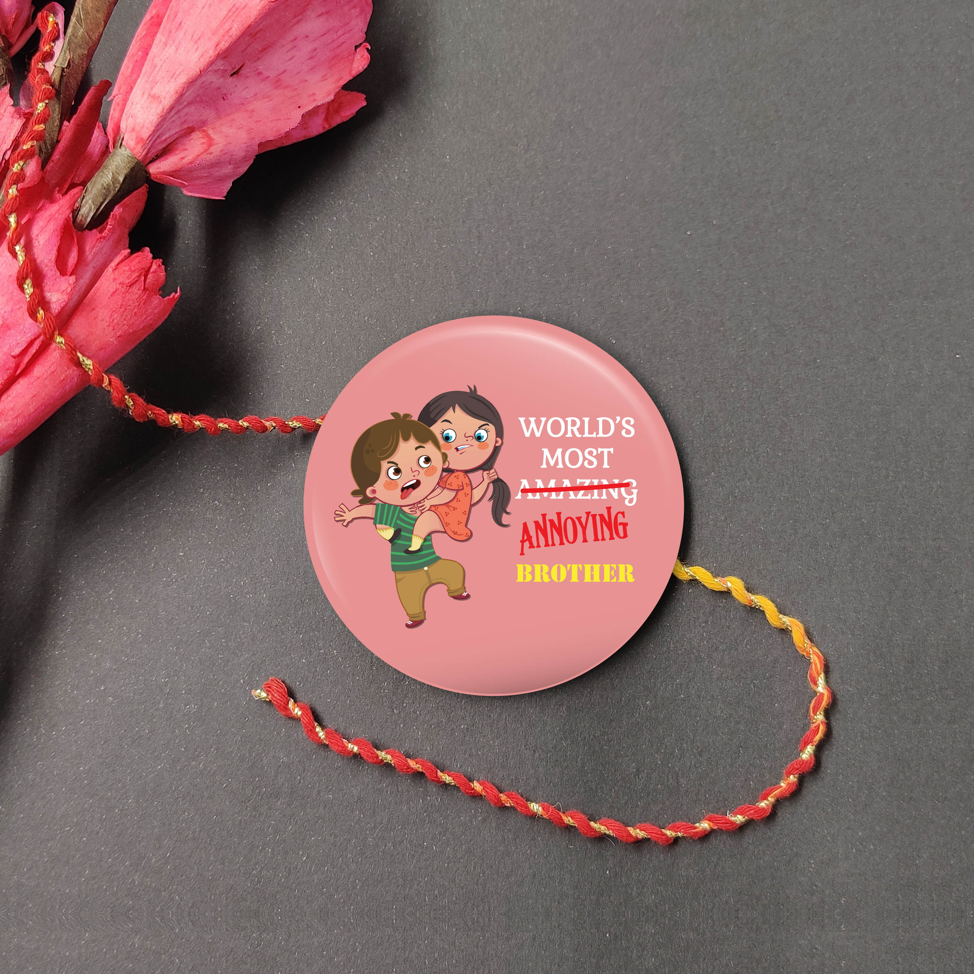 Indianvibez Annoying Brother Metal Rakhi with Fridge Magnet - Kids Rakhi - Distacart