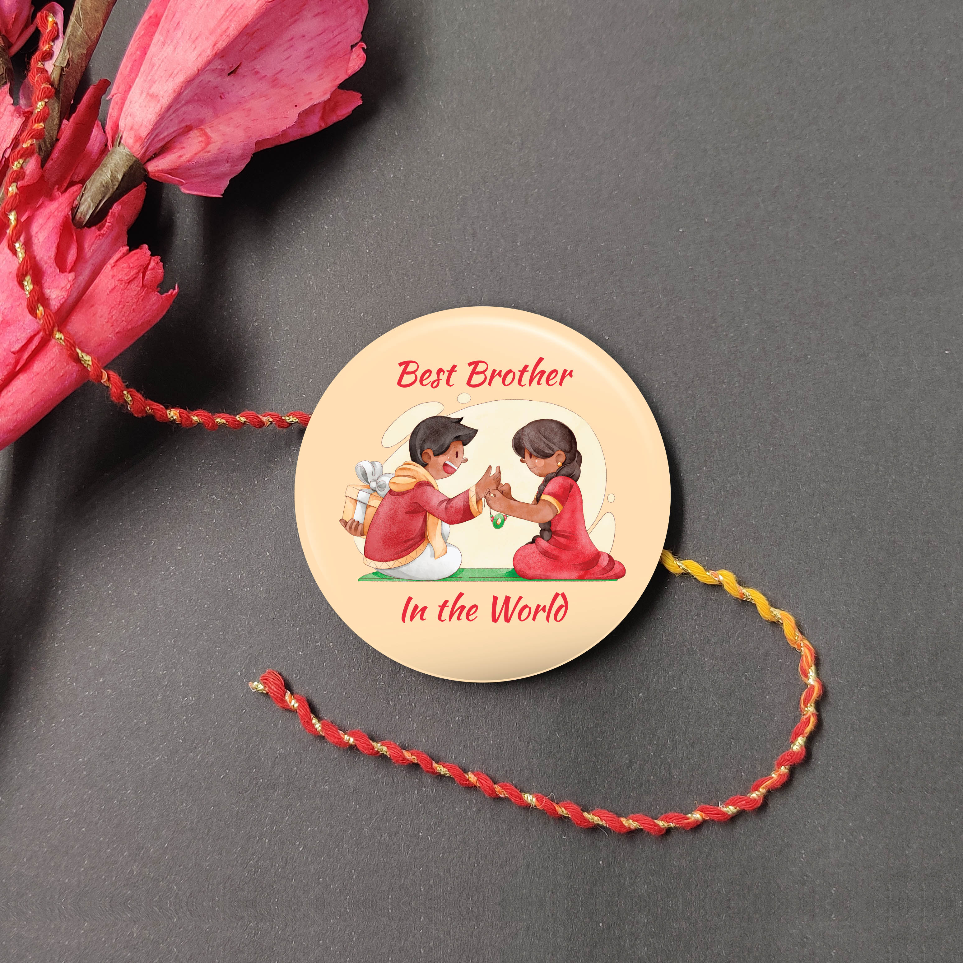 Indianvibez Best Brother in the World Metal Rakhi with Fridge Magnet - Kids Rakhi