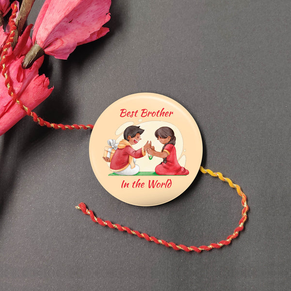 Indianvibez Best Brother in the World Metal Rakhi with Fridge Magnet - Kids Rakhi
