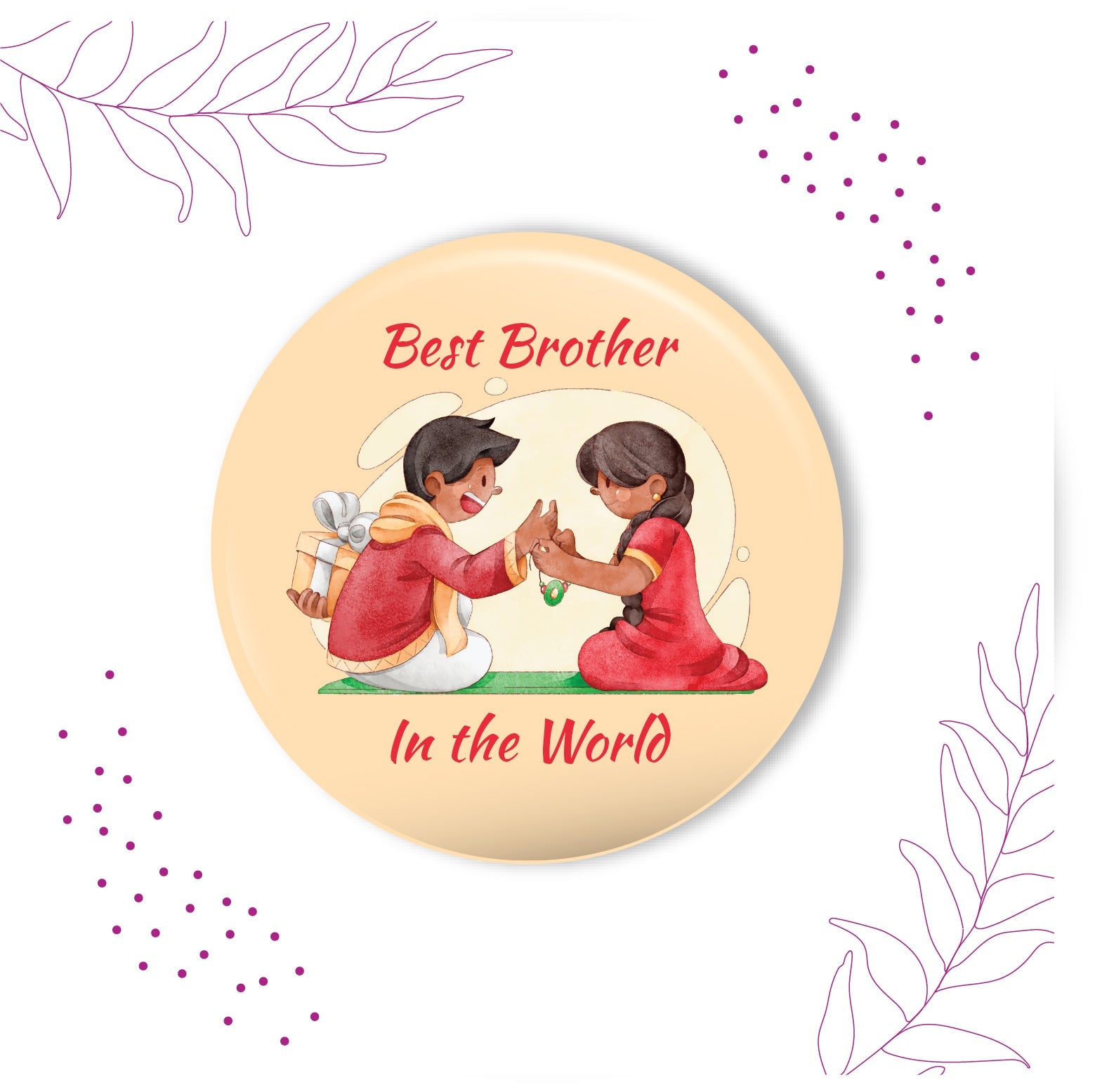 Indianvibez Best Brother in the World Metal Rakhi with Fridge Magnet - Kids Rakhi