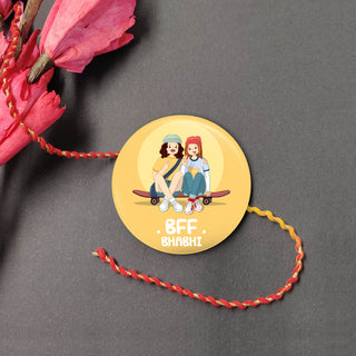 Indianvibez Bff Bhabhi Metal Rakhi/Lumba with Fridge Magnet - Kids Rakhi