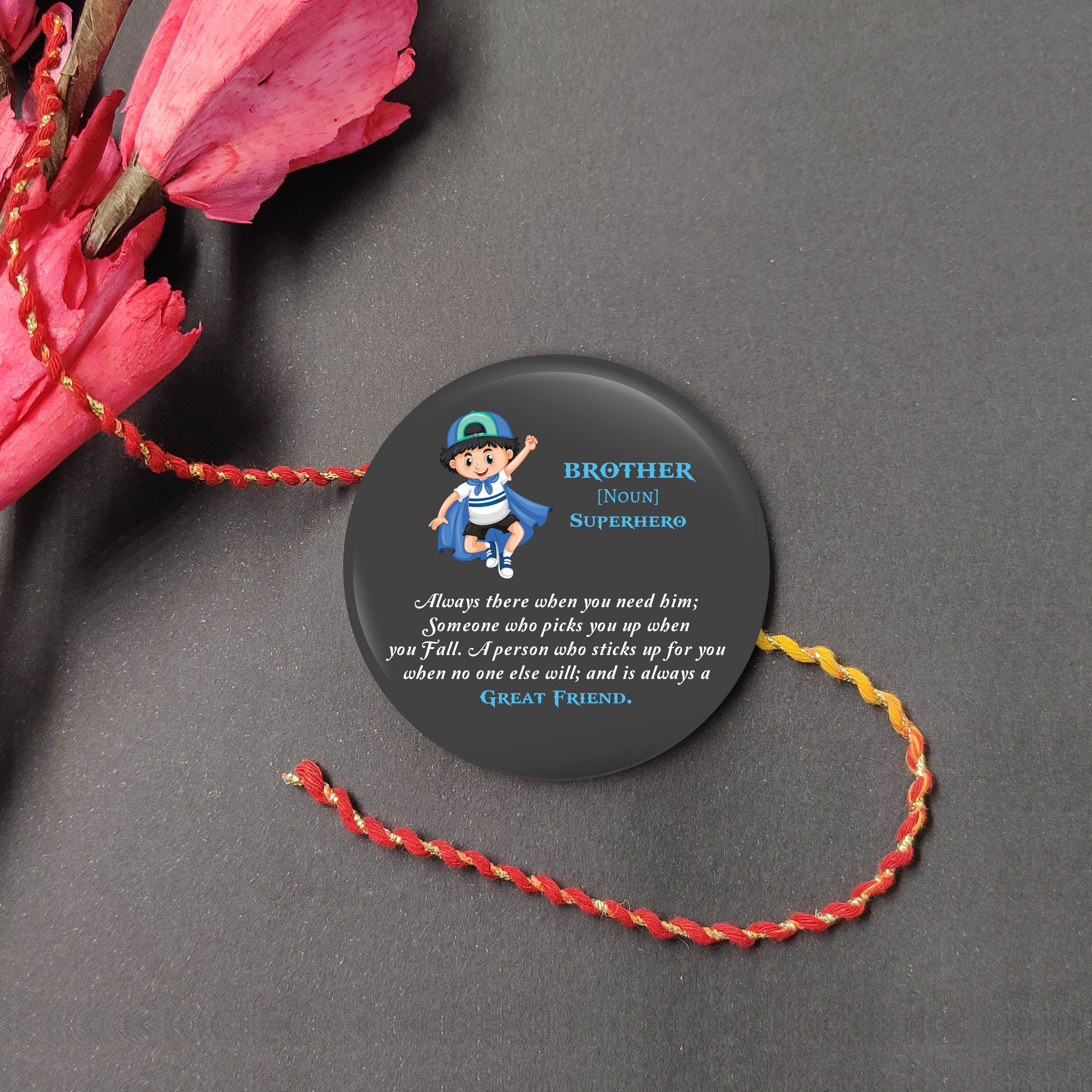 Indianvibez Brother is Superhero Metal Rakhi with Fridge Magnet - Kids Rakhi