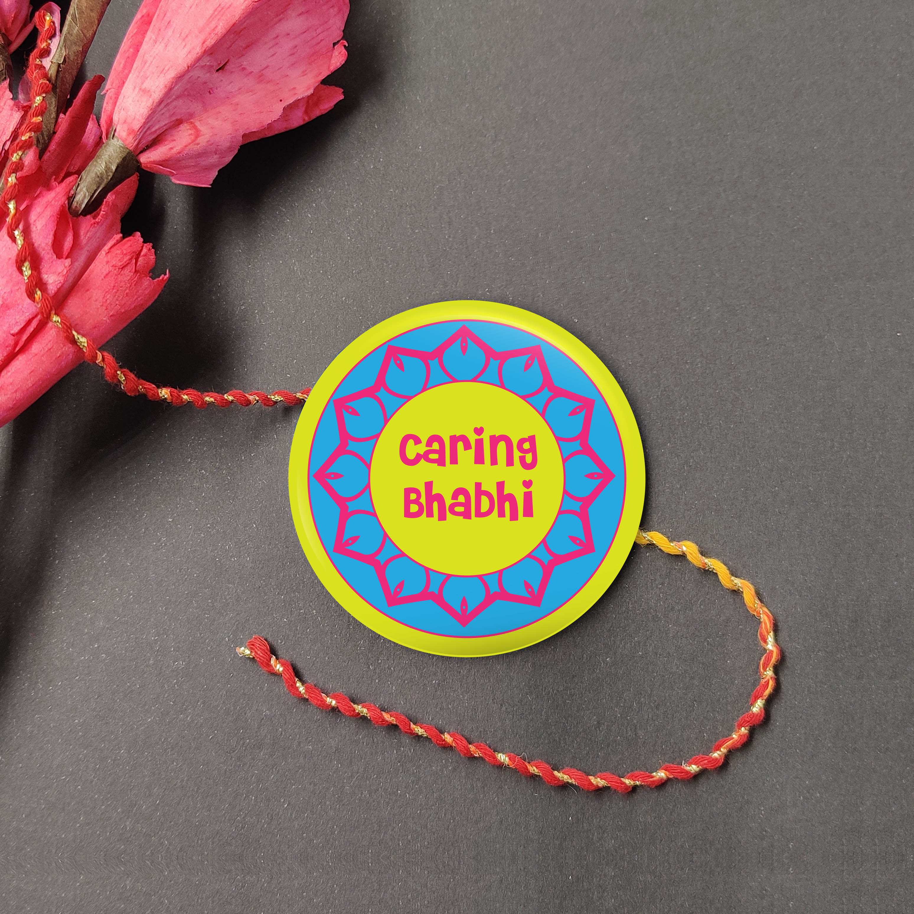 Indianvibez Caring Bhabhi Metal Rakhi/Lumba with Fridge Magnet - Kids Rakhi