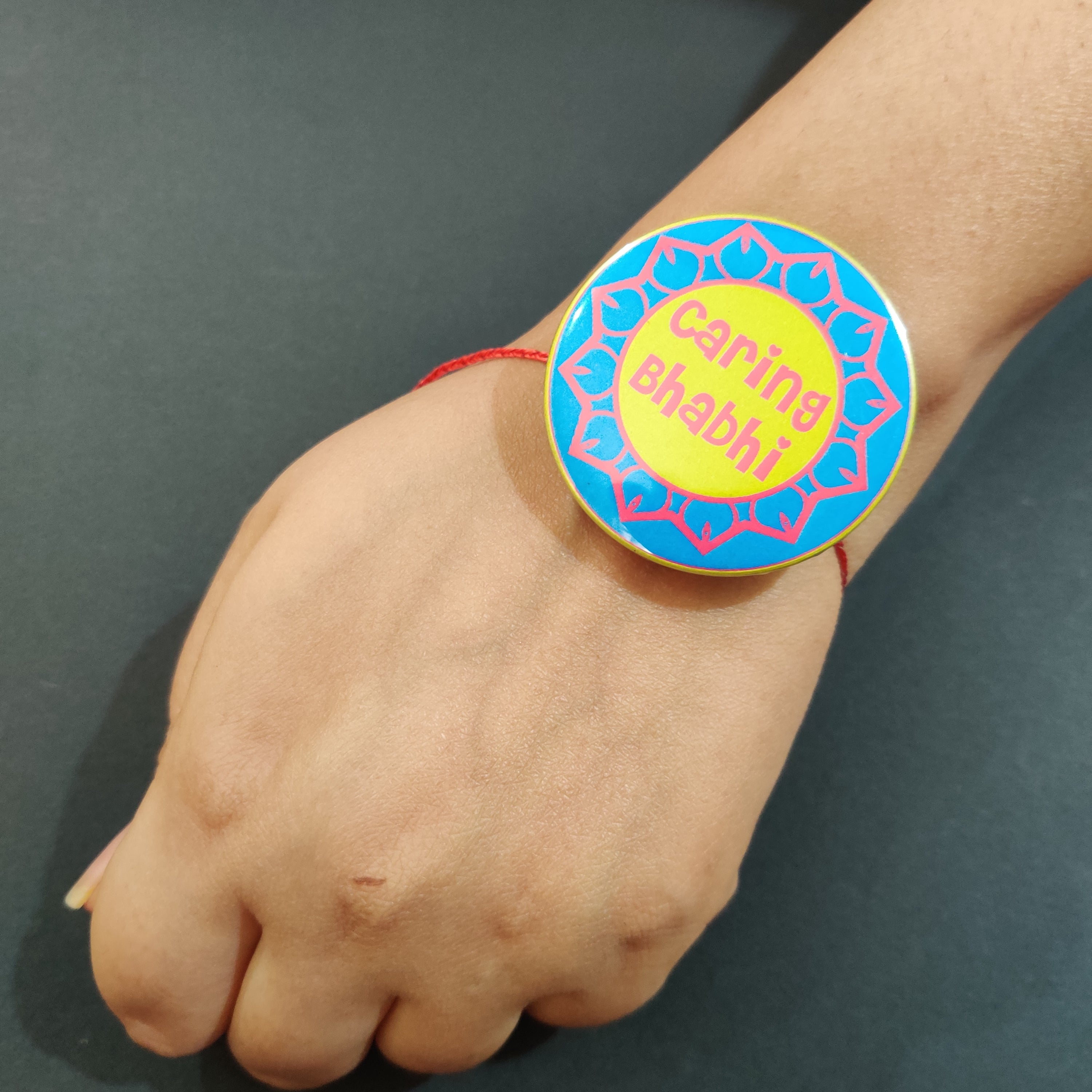 Indianvibez Caring Bhabhi Metal Rakhi/Lumba with Fridge Magnet - Kids Rakhi