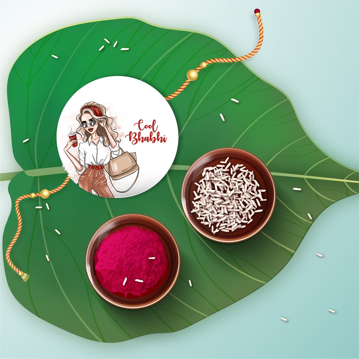 Indianvibez Cool Bhabhi Metal Rakhi/Lumba with Fridge Magnet - Kids Rakhi