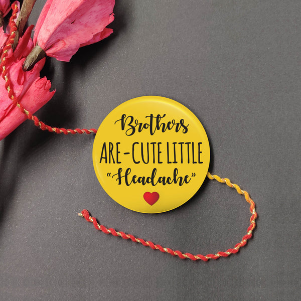 Indianvibez Brothers are Cute Little Headache Metal Rakhi with Fridge Magnet - Kids Rakhi
