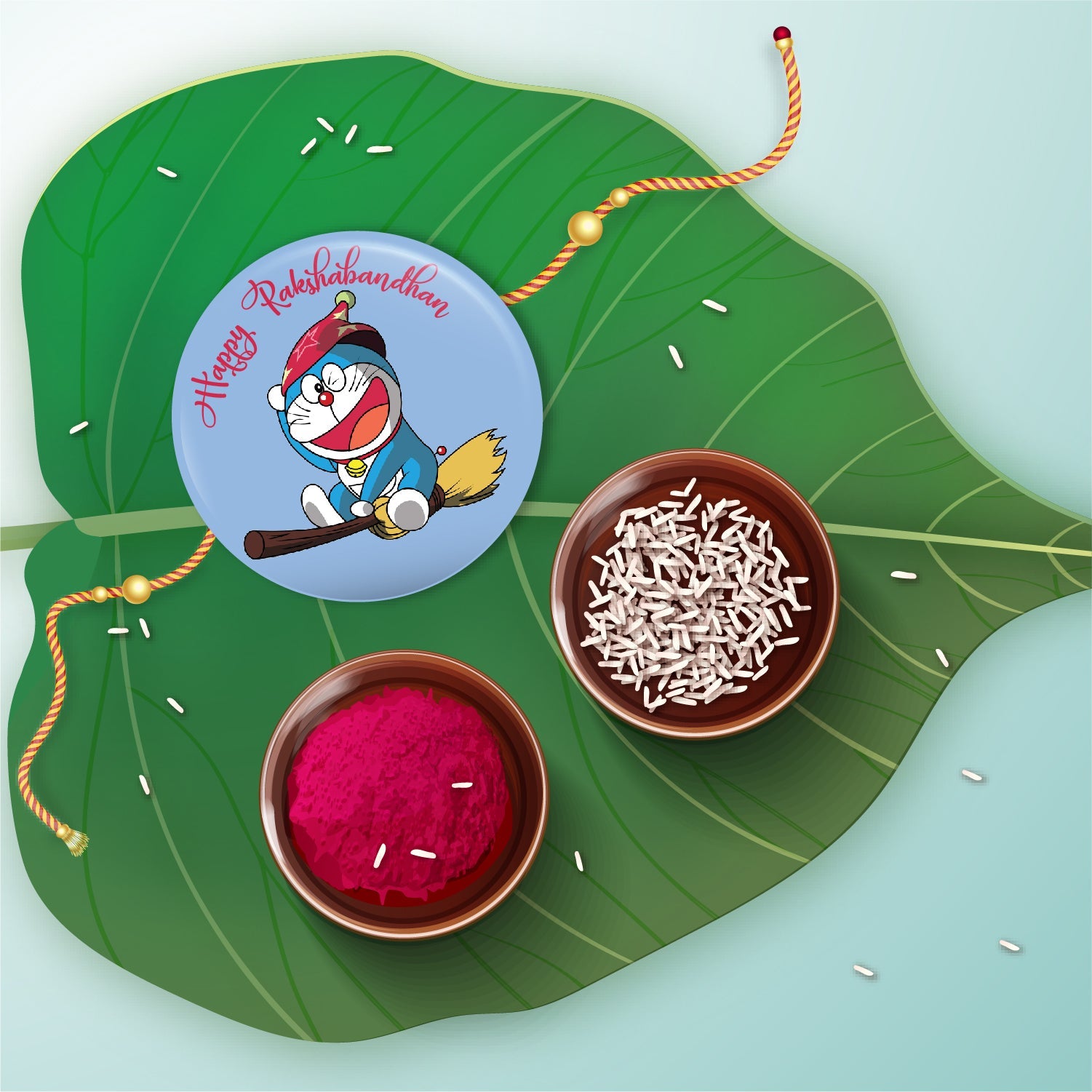 Indianvibez Doraemon Metal Rakhi with Fridge Magnet - Kids Rakhi