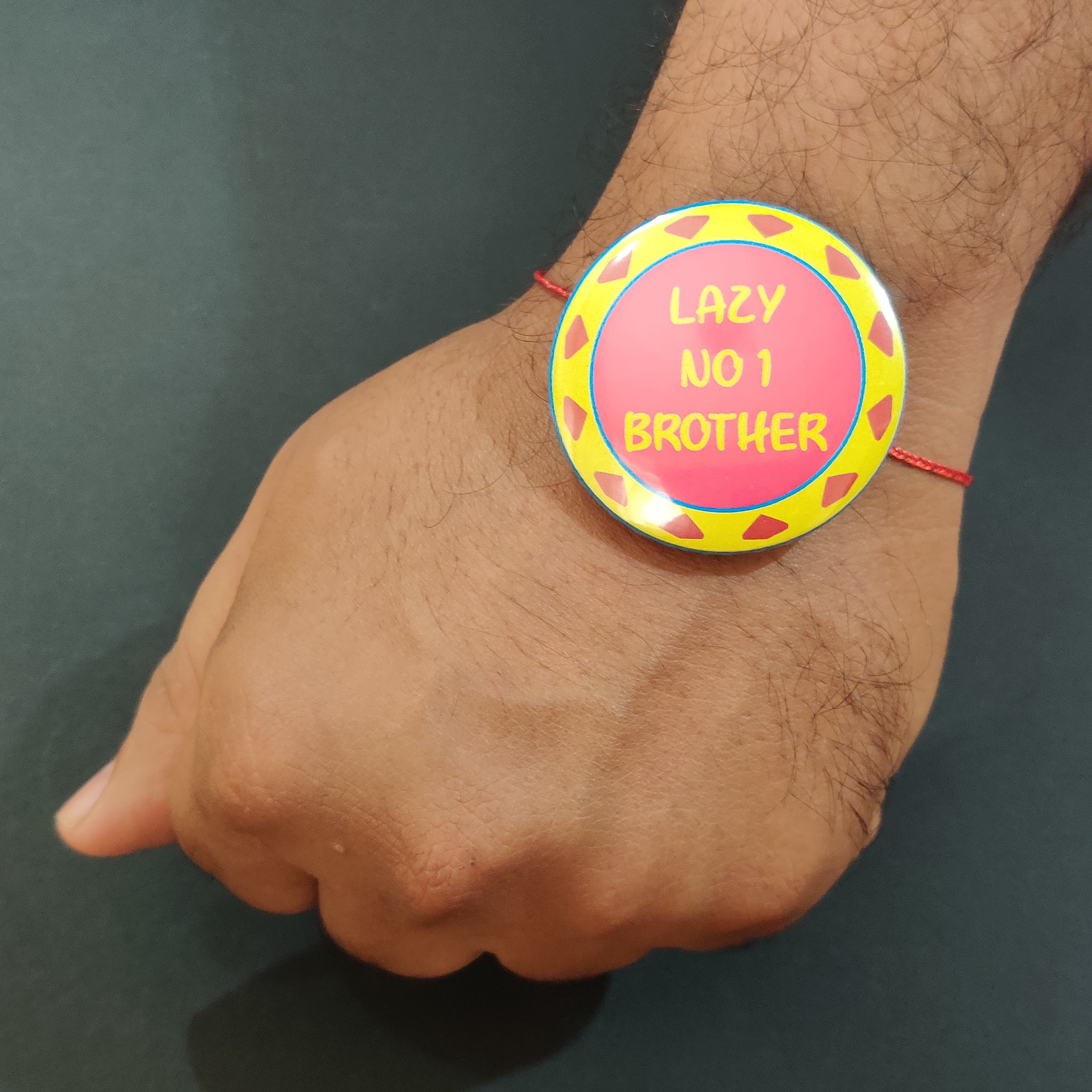 Indianvibez Lazy No 1 Brother Metal Rakhi with Fridge Magnet - Kids Rakhi