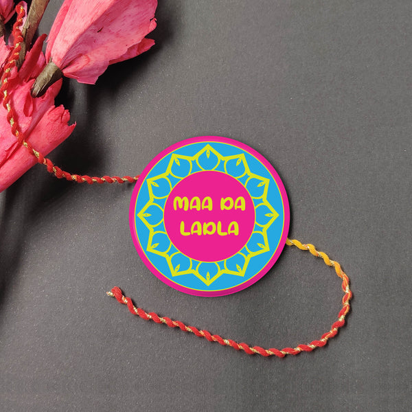 Indianvibez Maa Da Ladla Metal Rakhi with Fridge Magnet - Kids Rakhi