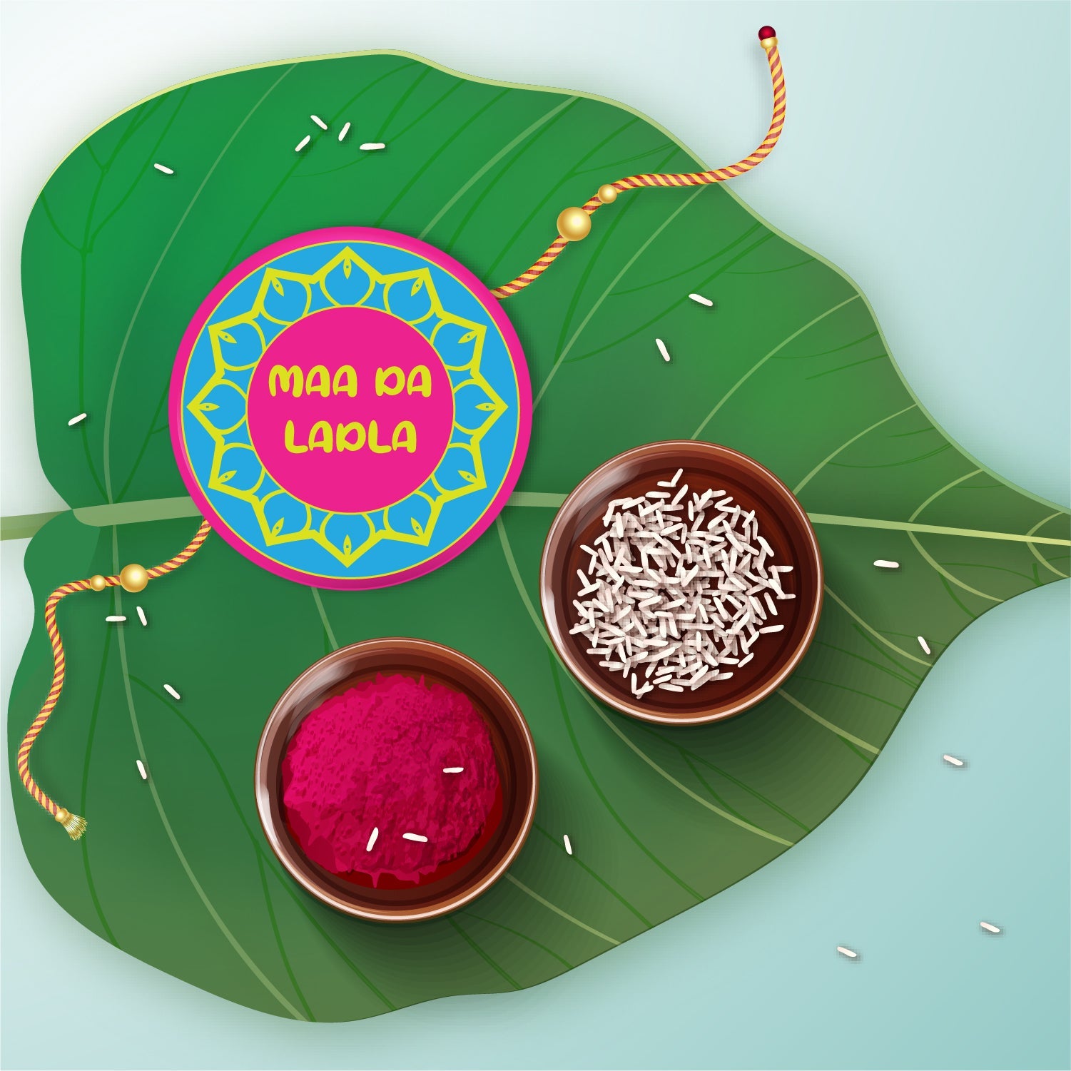Indianvibez Maa Da Ladla Metal Rakhi with Fridge Magnet - Kids Rakhi