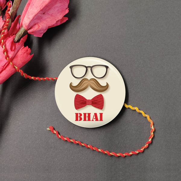 Indianvibez Moustache Bhai Metal Rakhi with Fridge Magnet - Kids Rakhi
