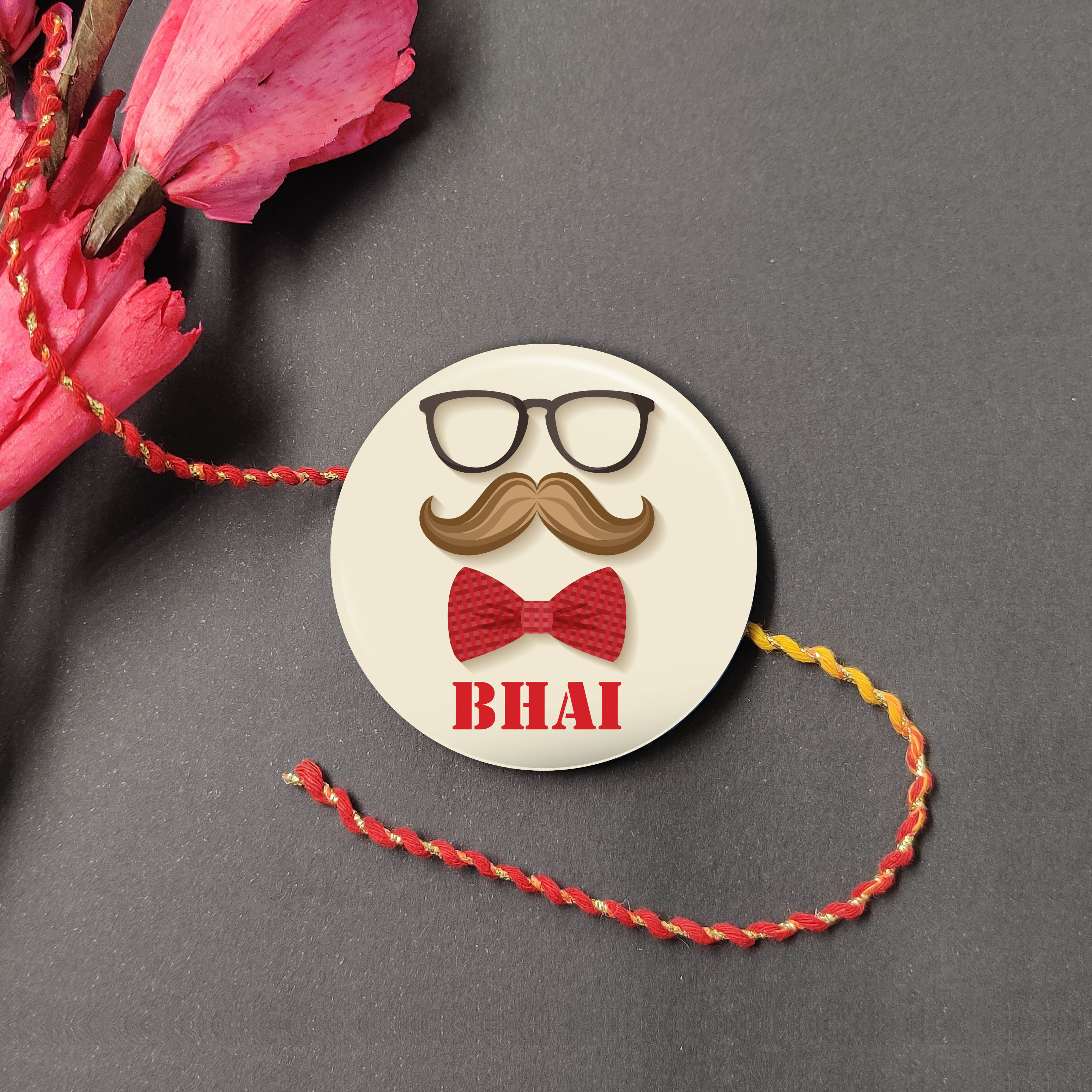 Indianvibez Moustache Bhai Metal Rakhi with Fridge Magnet - Kids Rakhi - Distacart