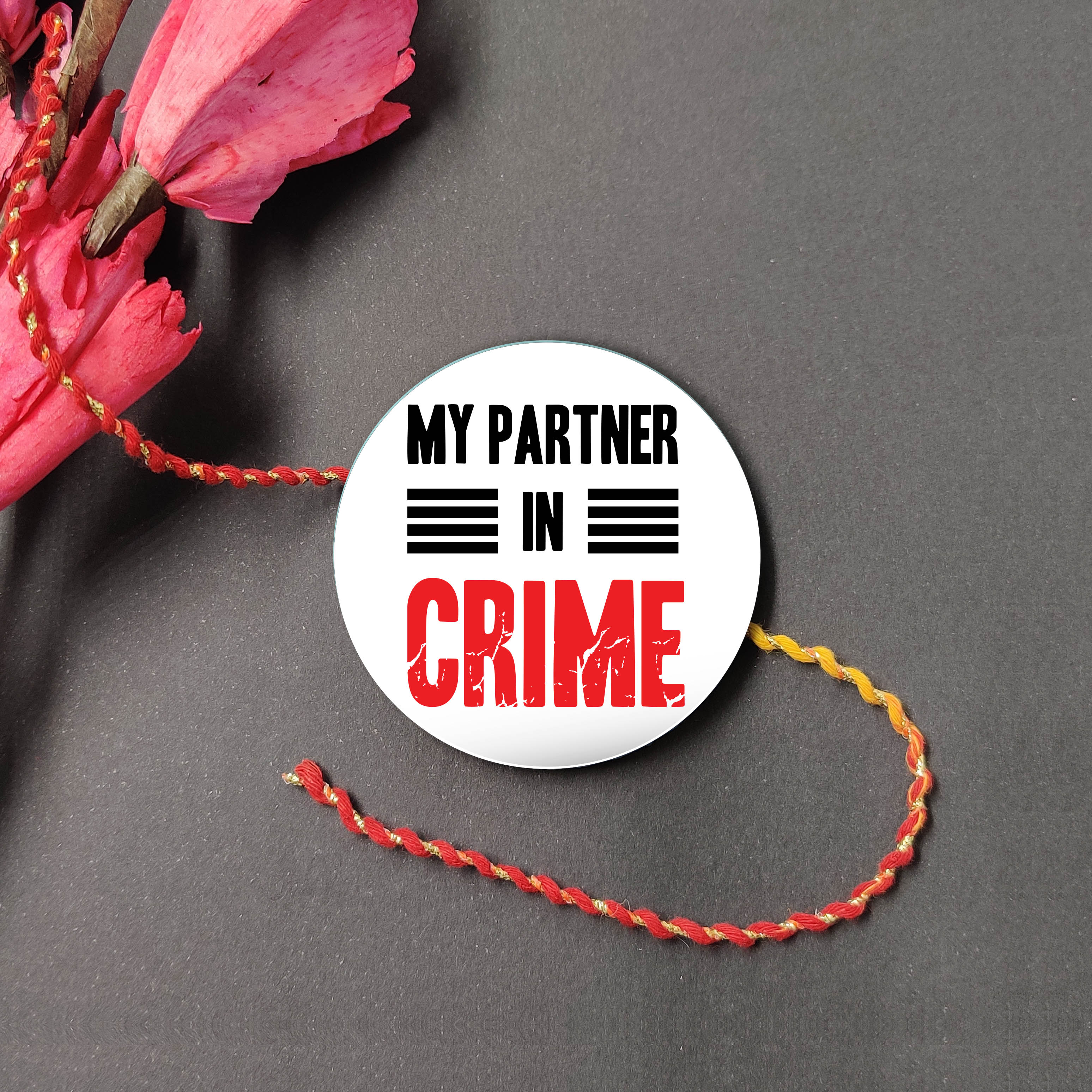 Indianvibez Partner in Crime Metal Rakhi with Fridge Magnet - Kids Rakhi