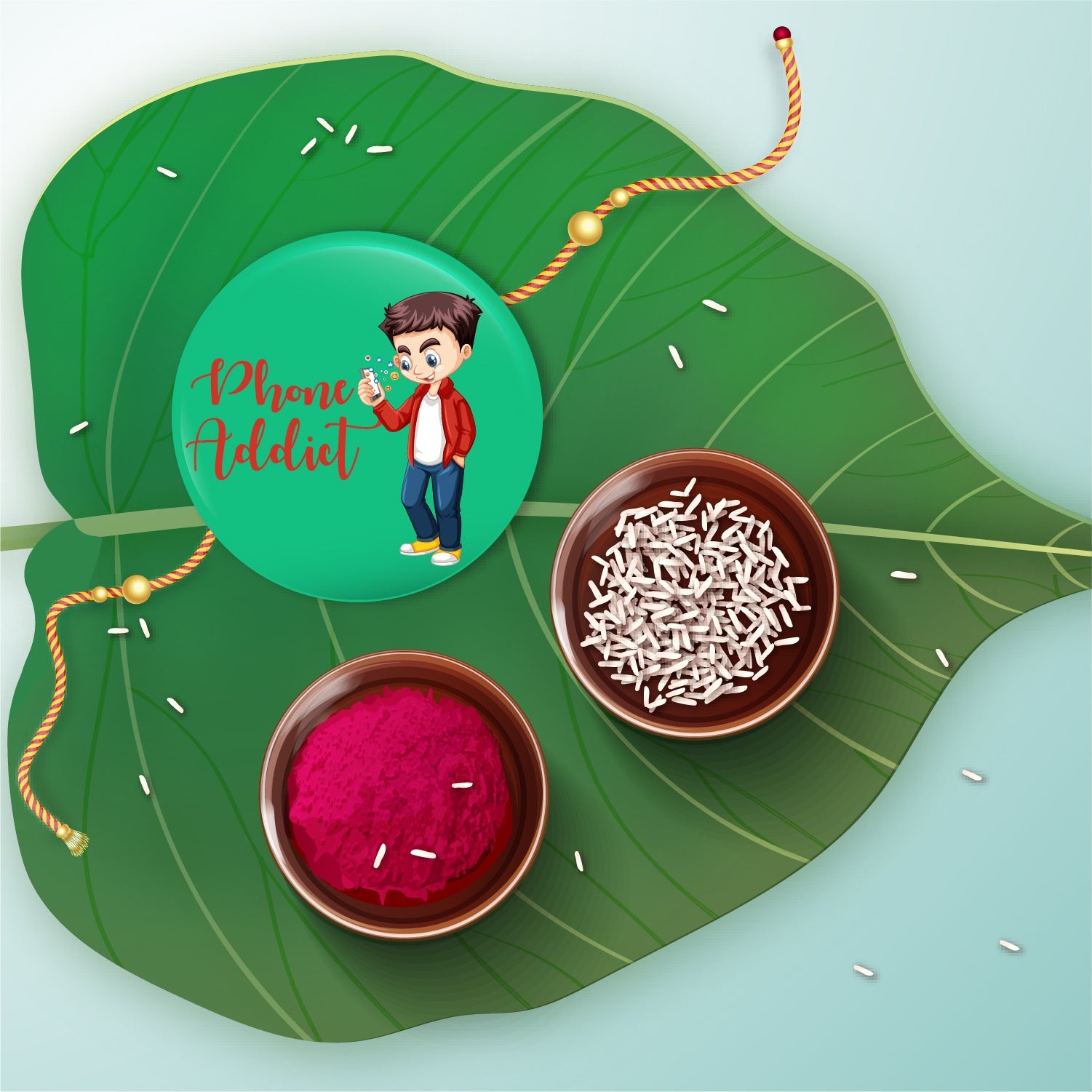 Indianvibez Phone Addict Metal Rakhi with Fridge Magnet - Kids Rakhi