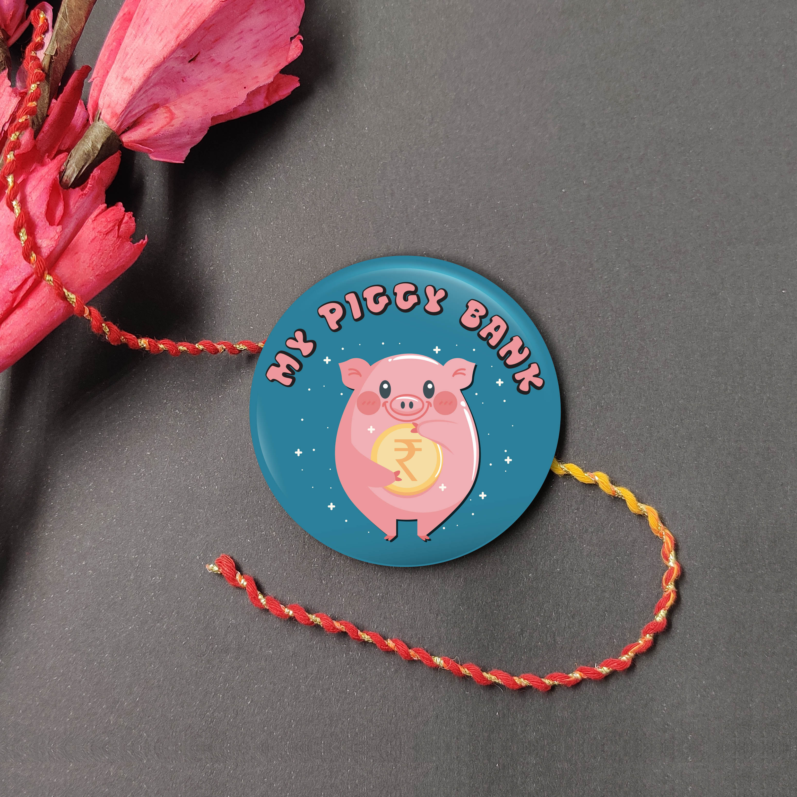 Indianvibez My Piggy Bank Metal Rakhi with Fridge Magnet - Kids Rakhi