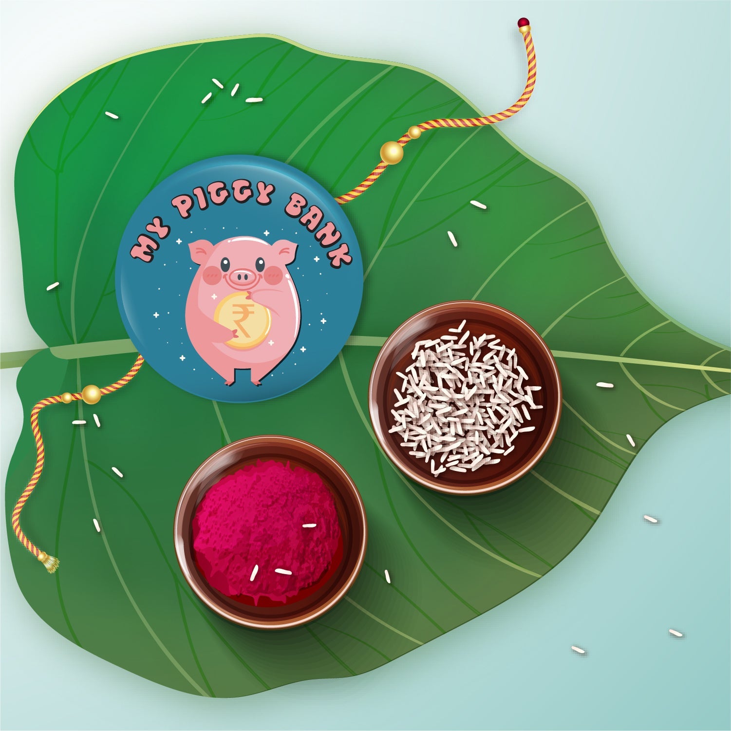 Indianvibez My Piggy Bank Metal Rakhi with Fridge Magnet - Kids Rakhi