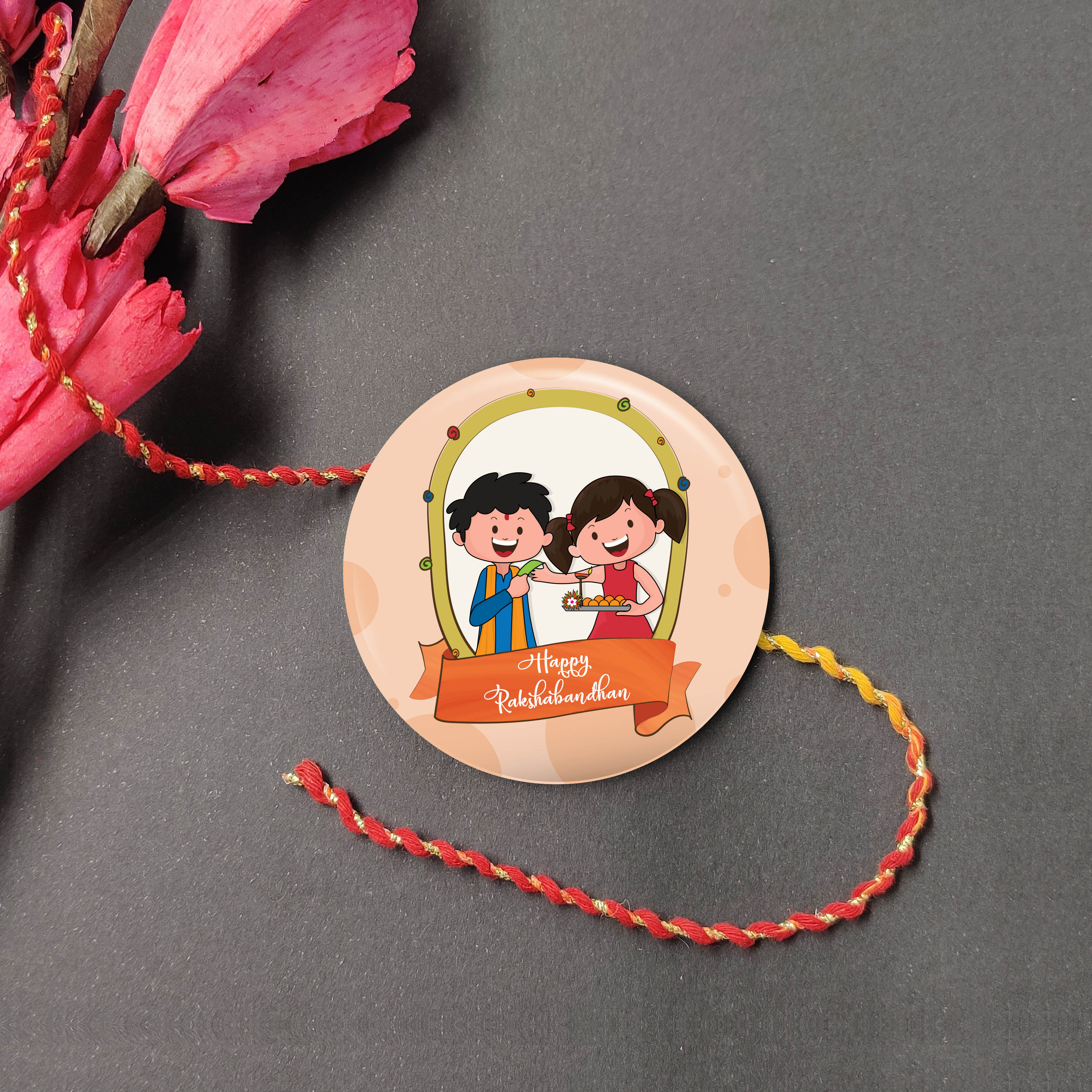 Indianvibez Happy Raksha Bandhan Metal Rakhi with Fridge Magnet - Kids Rakhi