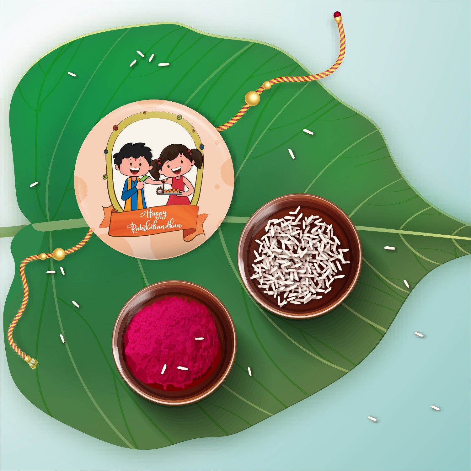 Indianvibez Happy Raksha Bandhan Metal Rakhi with Fridge Magnet - Kids Rakhi