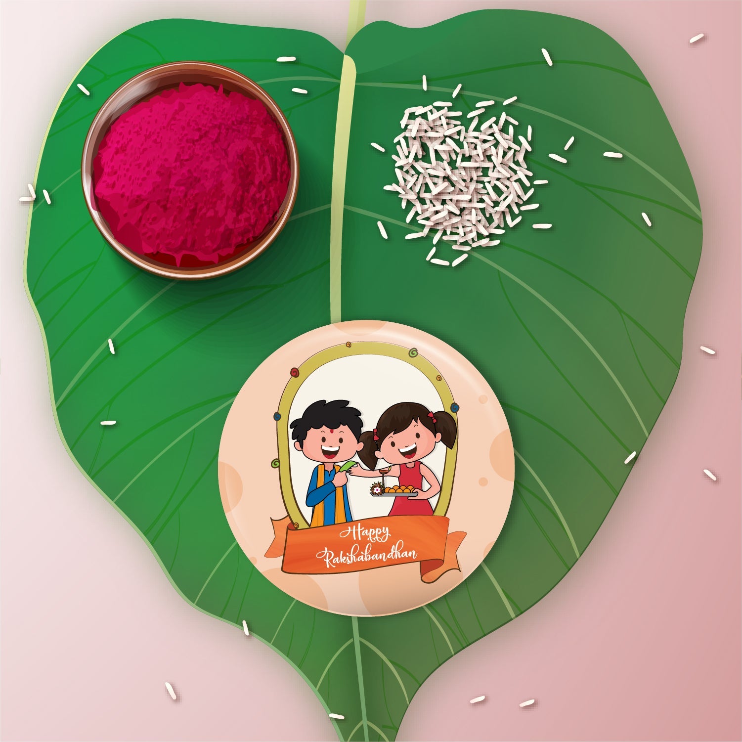 Indianvibez Happy Raksha Bandhan Metal Rakhi with Fridge Magnet - Kids Rakhi